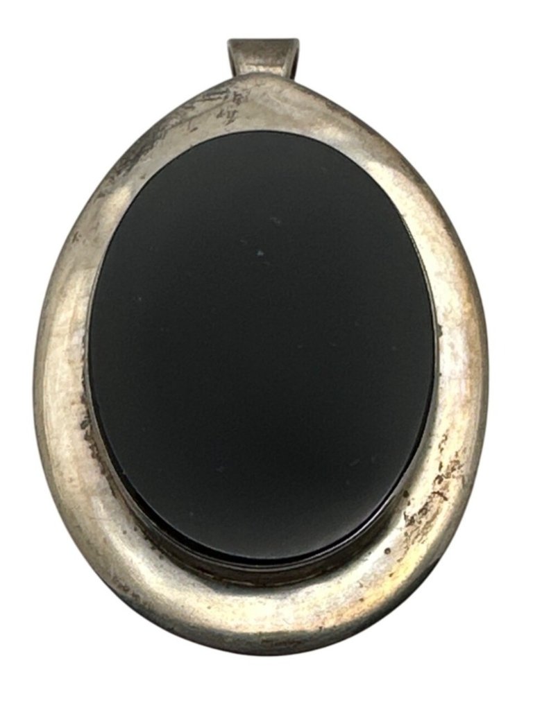 Taxco 925 Sterling Pendant Brooch Combo Black Stone Cabochon